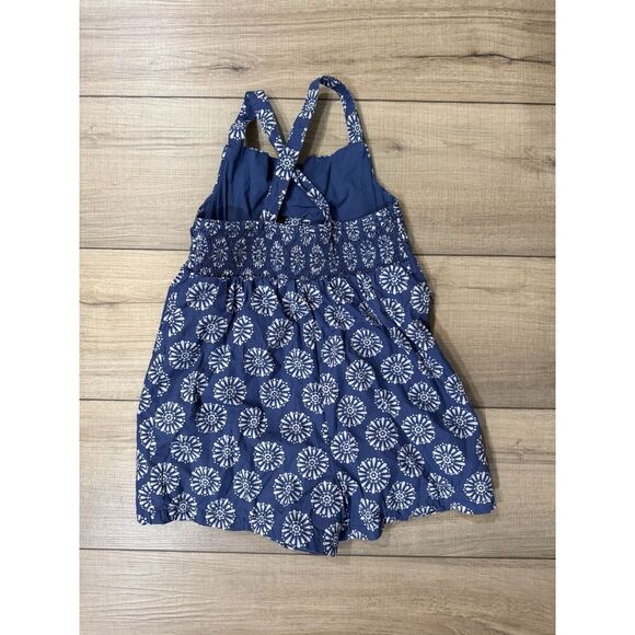 Tommy Bahama Girls Romper Size 6 Blue White Sleeveless Bow Cotton One Piece - Picture 2 of 2